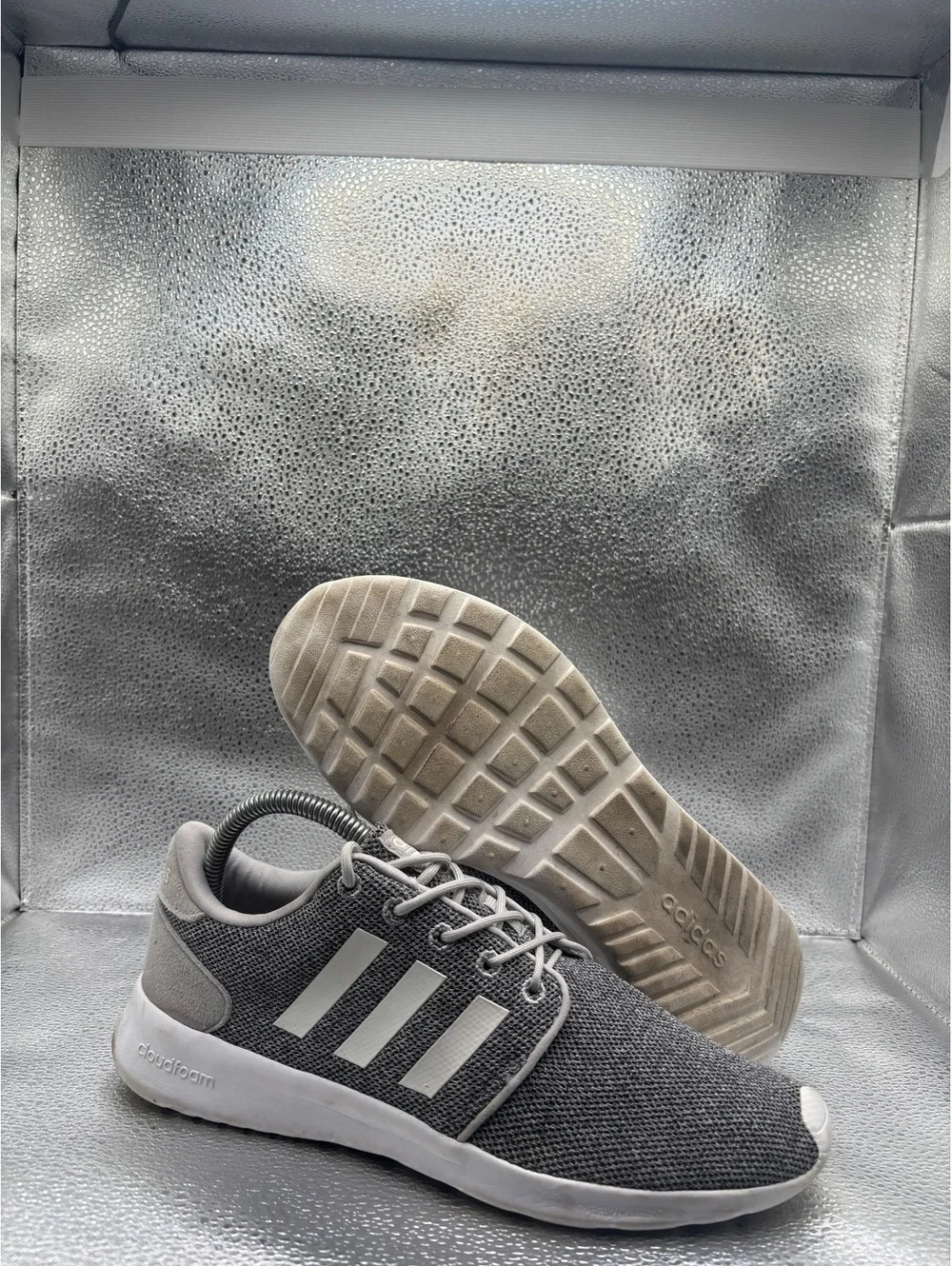 Adidas cloud foam QT racer grey white